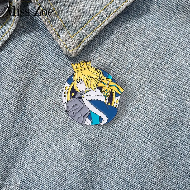 Saber Enamel Pins Custom Altria Pendragon Brooches Lapel Badges Cartoon Anime Fate Jewelry Gift for Fans Friends