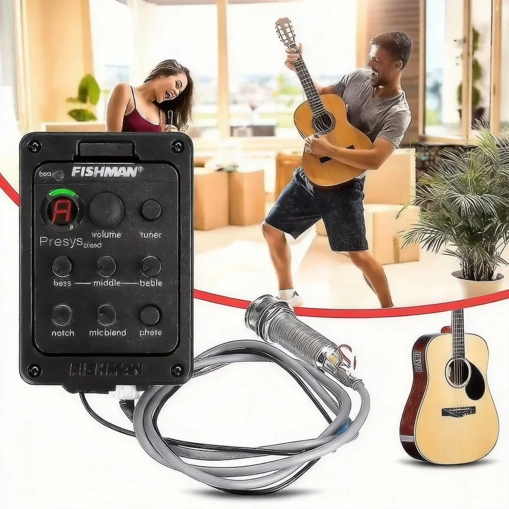 1 ensemble de pré-égaliseur à 3 bandes pour guitare, micro, accordeur intégré, utilisé pour l'amplification de guitares acoustiques.