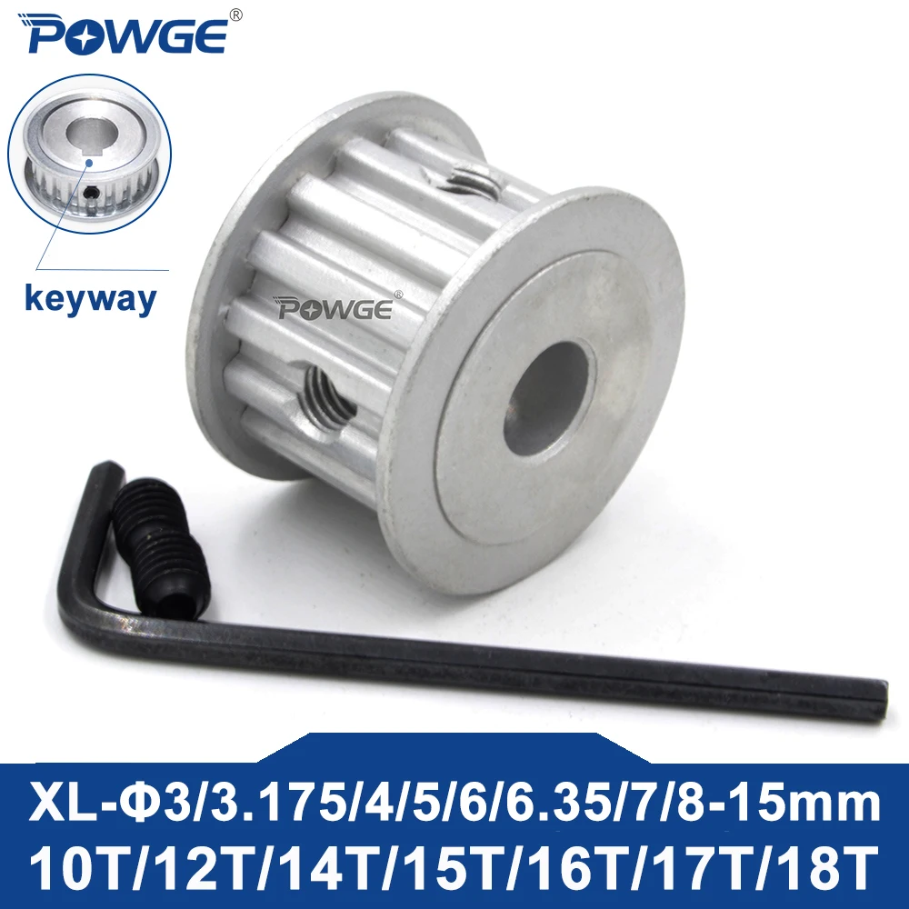 POWGE 10 12 14 15 16 17 18 teeth XL Timing Pulley Bore 3-16mm for Belt width 10/15mm 10T 12T 14T  15T 16T 17T 18T 15Teeth