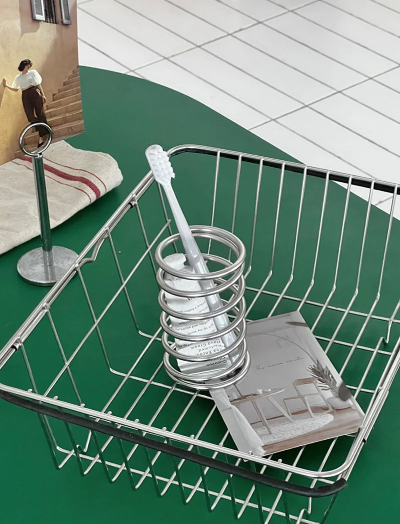 

Держатель для зубных щеток из нержавеющей стали, металлический органайзер для ванной комнаты, подставка для зубной пасты и кистей для макияжа, декор для дома