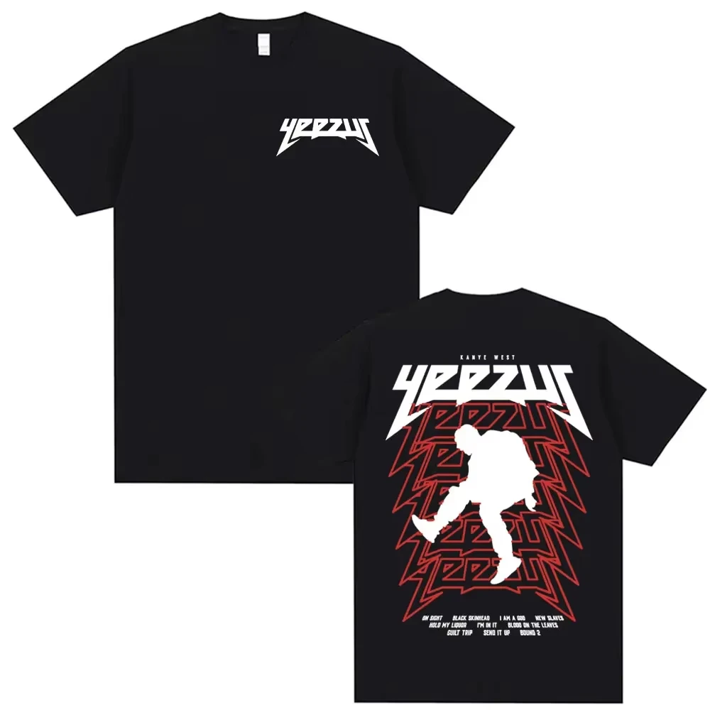 

Rapper Kanye West Yeezus Tour Album Merch T Shirt Men's Clothing Hip Hop Harajuku T-shirt Unisex Casual Cotton Tshirt Streetwear