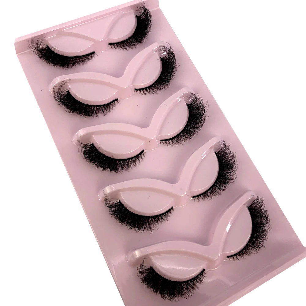 HBZGTLAD ใหม่ Cat Eye Lashes 5 คู่ 3D Faux Mink Eyelashes ปีกปุยปลอมขนตานุ่มธรรมชาติยาว Full Strip Lash Make up