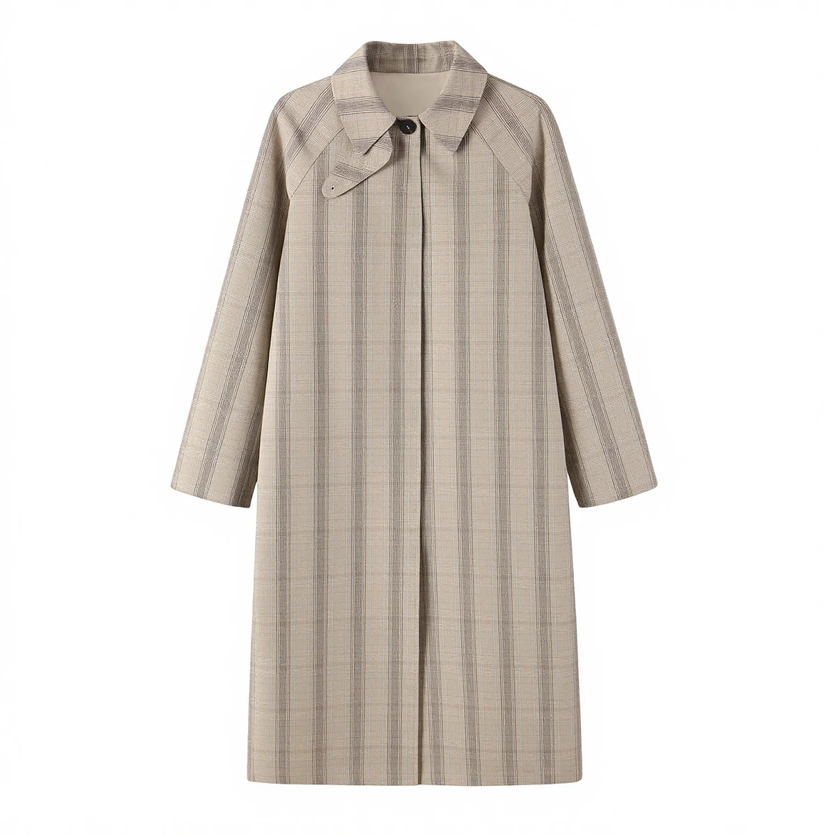TFMLN Damen Langer Trenchcoat mit Langen Ärmeln, Seitentaschen, Maxi-Windbreaker, Revers, Einreihiger Knopfleiste, Modischer Herbst-Trenchcoat – Detail 2