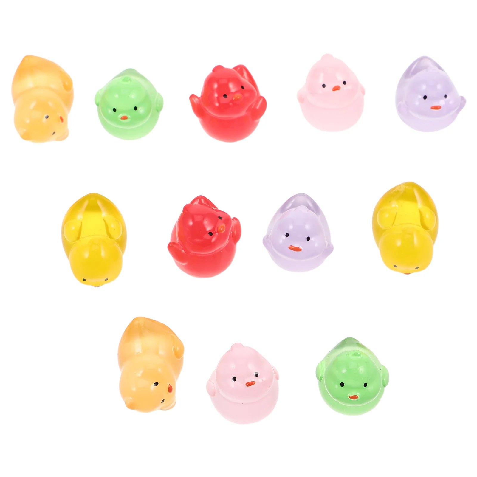 

12Pcs Luminous Mini Resin Chickens Glow in The Dark Tiny Chicken Statues for Fairy Garden Micro Landscape Decorative Accent