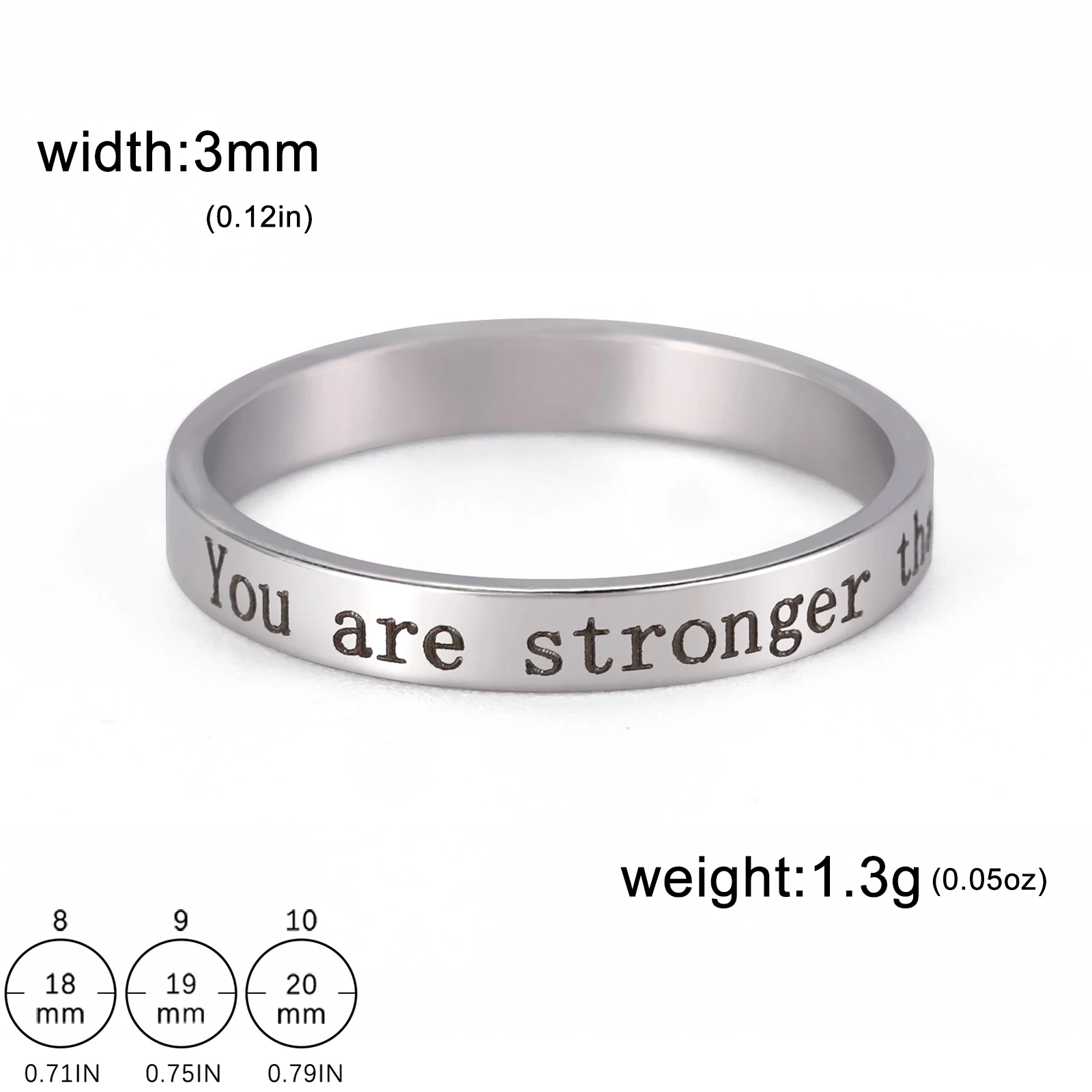 Cooltime Positive Words Inspirierender Ring für Damen und Herren, Edelstahl-Fingerringe, Modeschmuck, Freundschaft, Verlobungsgeschenk – Detail 4