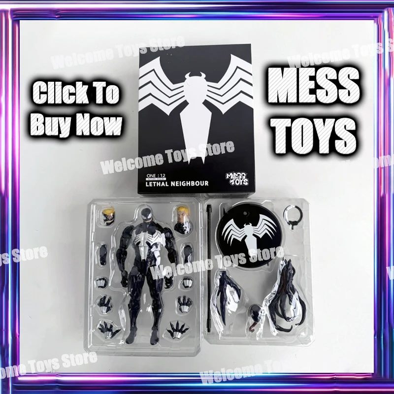 

NEW Mess Toys Venom Lethal Neighbor Symbiotic Spider Man Messtoys Black Suit Spiderman Anime Action Figure Model Doll Gifts Toys