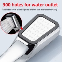 Shower Nozzle Bath Pressurized Shower Head Water-Saving Bathroom Shower Head 300-Hole Square Hand-Held Pressurized