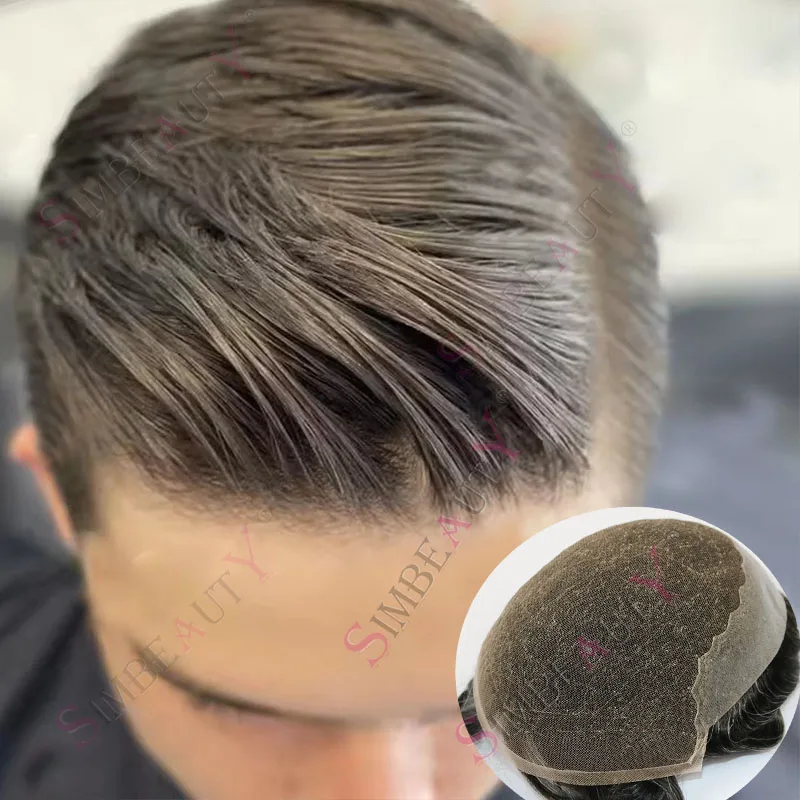 

Прохладный Блондин Дышащий Q6 Прочный Тонкий Кружевной Передний И Тонкий ПУ Серый 1B40 Мужской Парик Коричневый Мужской Парик 100% Человеческие Волосы Шиньон Система