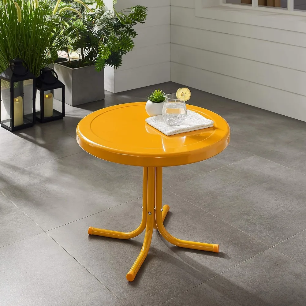 Griffith Retro Metal Outdoor Side Table, Tangerine