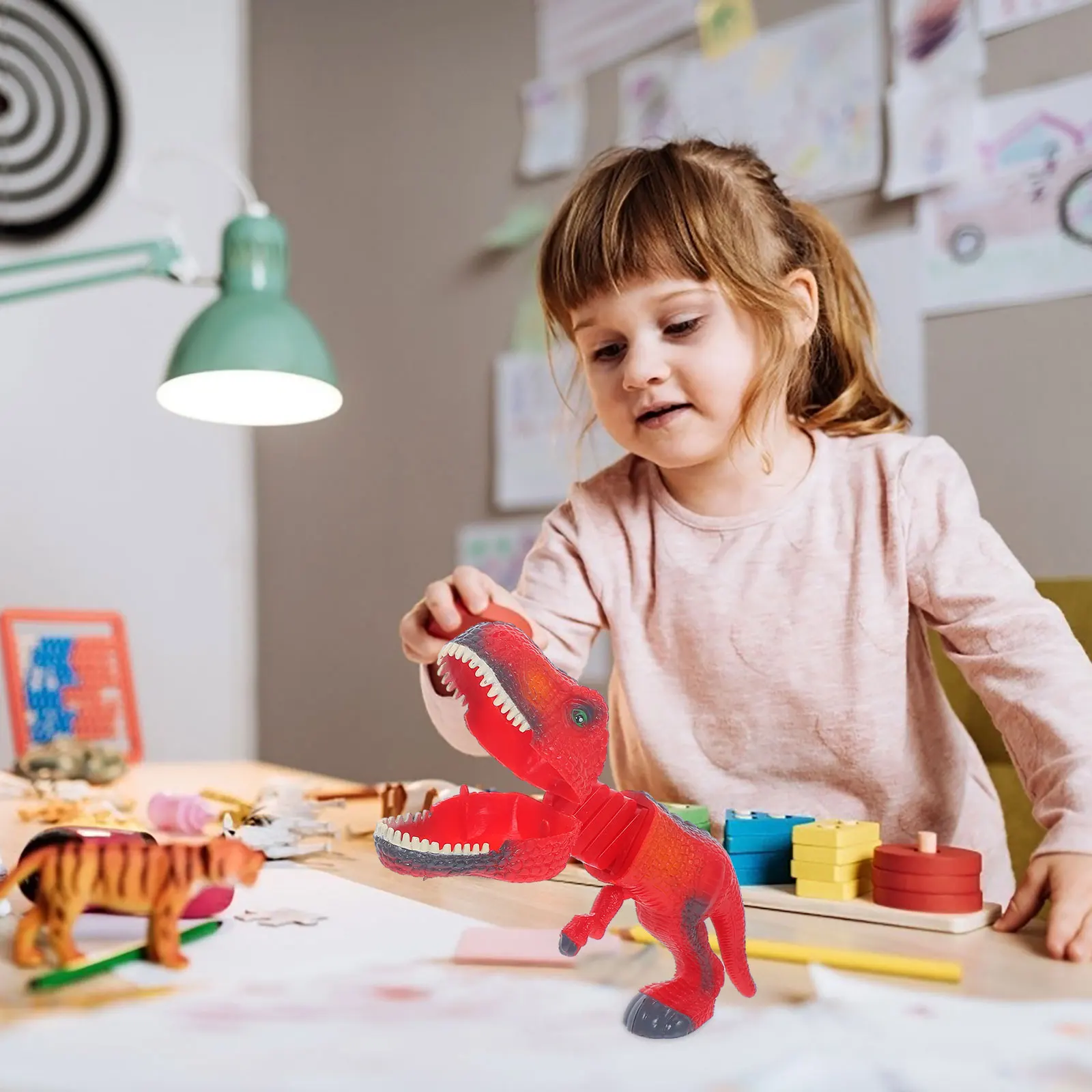 Simulazione Dinosauro Trigger Primavera Telescopico Grabber per Bambini Gioco di Festa Scherzo Retrattile Divertente Gioco Interattivo