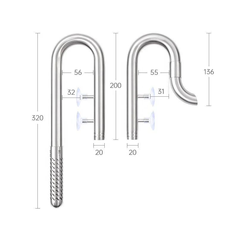 Stainless Steel Pipe Lily L PIPE SET-320mm Inflow Outflow 20mm 20/26 Hose Filter Bucket Parts Aquarium Water Plant Tank