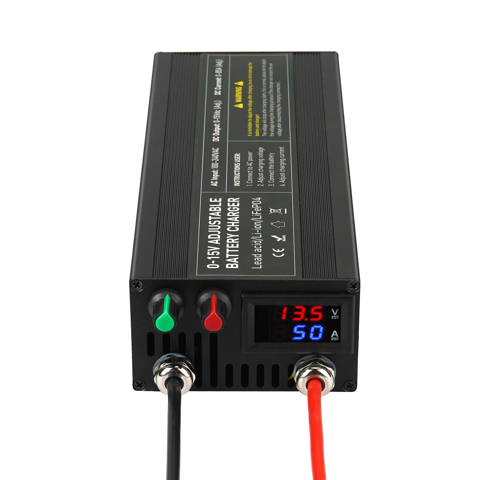 

12V 100AH Lifepo4 Lithium Battery Charger Fully Automatic Intelligent Car 12.6V 14.6V Adapter 110V-240V Adjustable