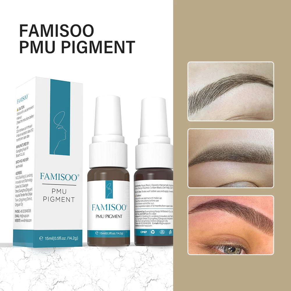 

FAMISOO 15ml Permanent Makeup Pigment Microblading Paint Ink Body Art Eyebrows Eyeliner Tattoo Inks Makeup Supplies 0.5OZ