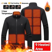 9 Heated Area Heating Jacket USB Charging Body Warmer Waterproof 3 Gear Temperature Adjustable Heated Jacket for Outdoor Sports