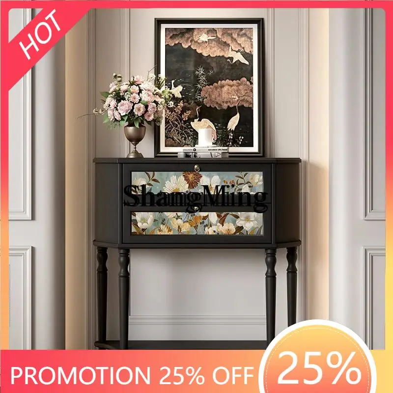 

ZYY household high value flower solid wood porch cabinet living room home decoration display medieval locker