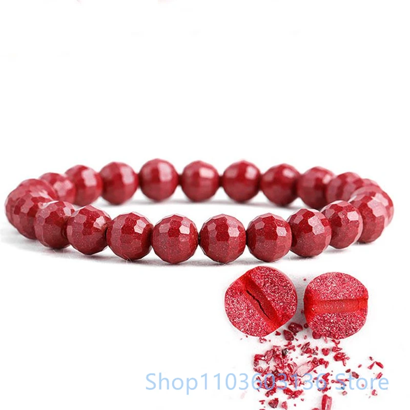 Natural Raw Ore Cinnabar Cut Bracelet Purple Gold Sand Crystal Shining Multi-faceted Bracelet Cinnabar Ore Stone Family Bracelet