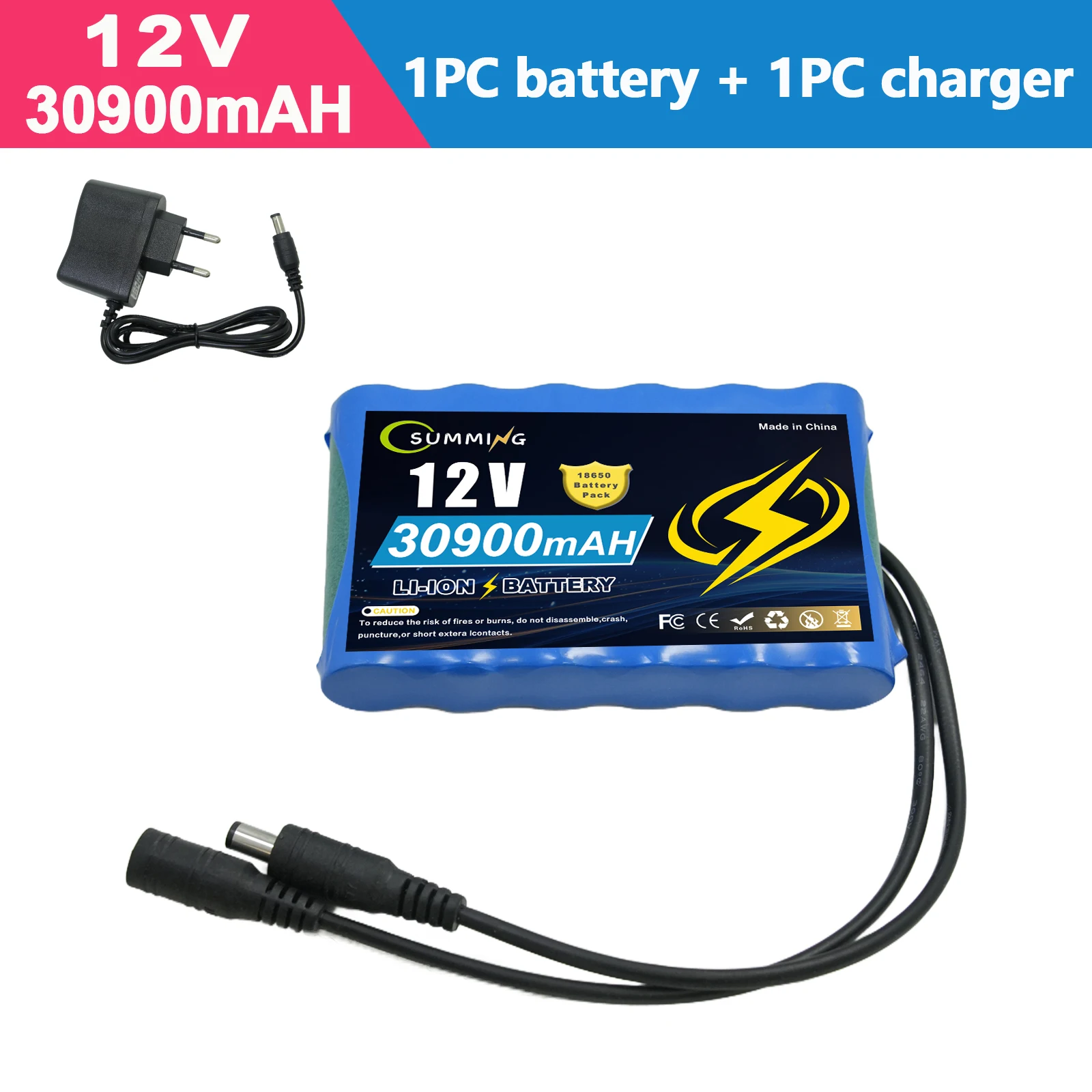Batterie Lithium-Ion Rechargeable Portable Super 12V 30900mah, capacité DC 12.6v 30,9 ah, moniteur de caméra de vidéosurveillance 🥘
