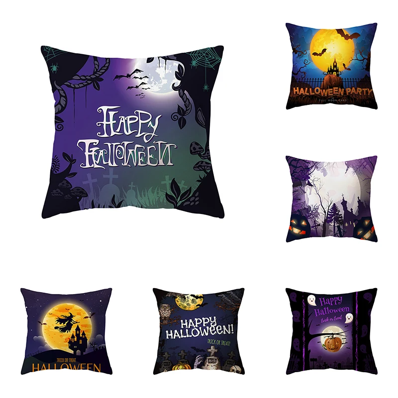 

Pumpkin Throw Pillow Cover Witch Halloween Theme Sofa Chair Bed Cushion Home Decor