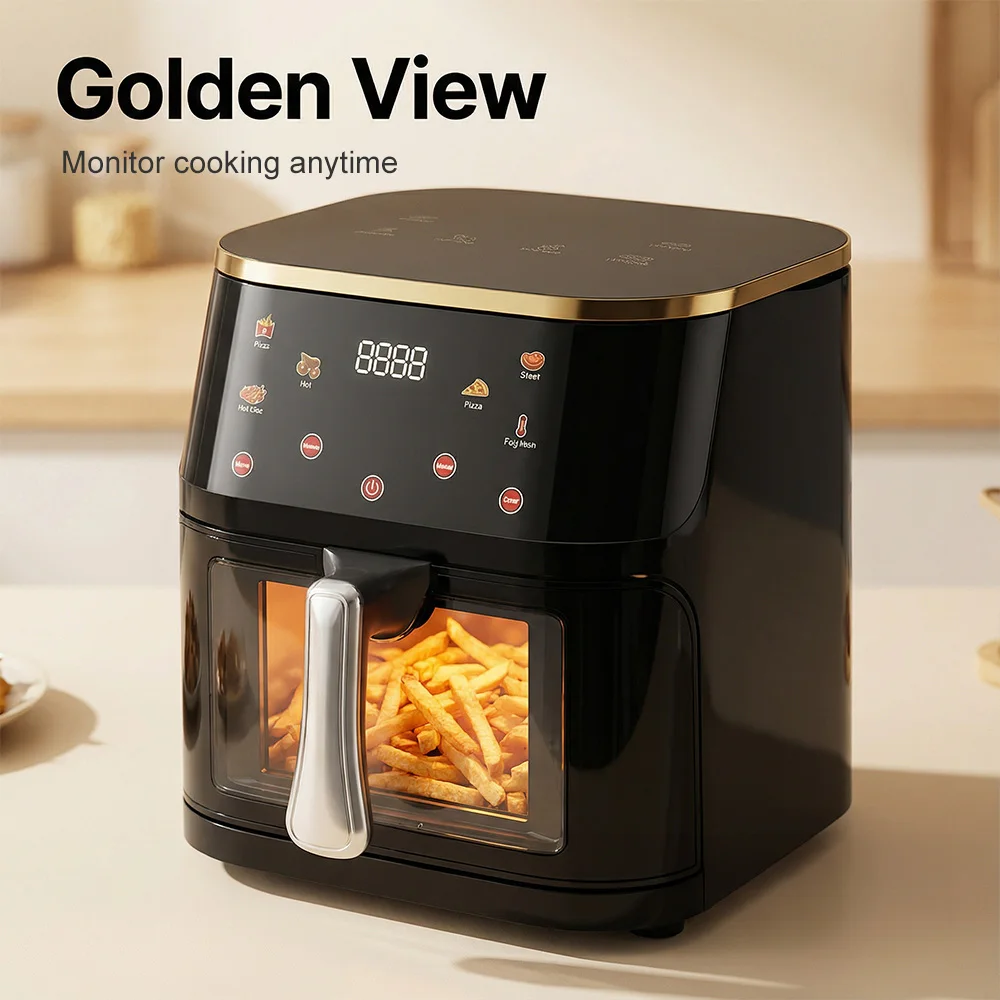 12L Digitale Heißluftfritteuse - Große Kapazität, 1400W, Gesundes Kochen, 180-210 ° C, 60-Minuten-Timer, quadratisches Design – für den Familiengebrauch (PP + Edelstahl) – Detail 1