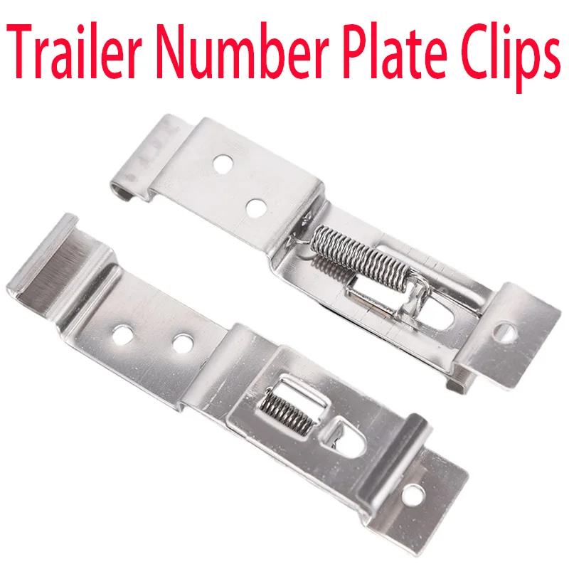 Rectangular Car License Plate Spring Loaded Stainless Steel Bracket Cars Frame Holder Clamps Trailer Number Clips