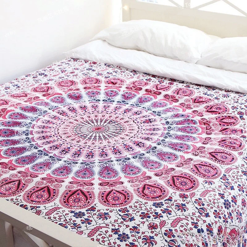 Hand Printed Small Size Mandala Wall Hanging Cloth Slight Defects Indian Cotton Rectangle Home Decor Art Tapestry