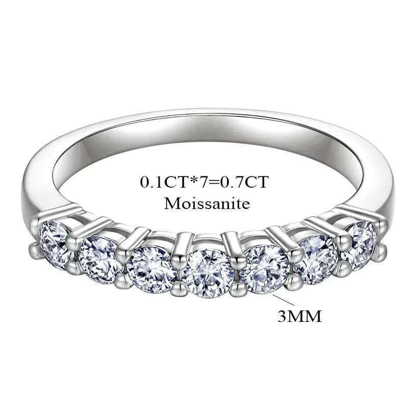 KNOBSPIN 3mm D Color Moissanite Ring s925 Sterling Sliver Plated 18k White Gold Eternity Band Wedding Engagement Rings For Women