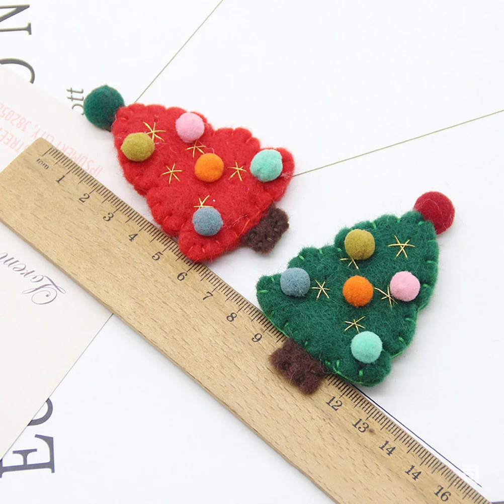 2pcs Christmas Brooch Set Vintage Wool Felt Christmas Tree Pattern Breastpins Festival Jewelry DIY Accessories Gift Decor withou