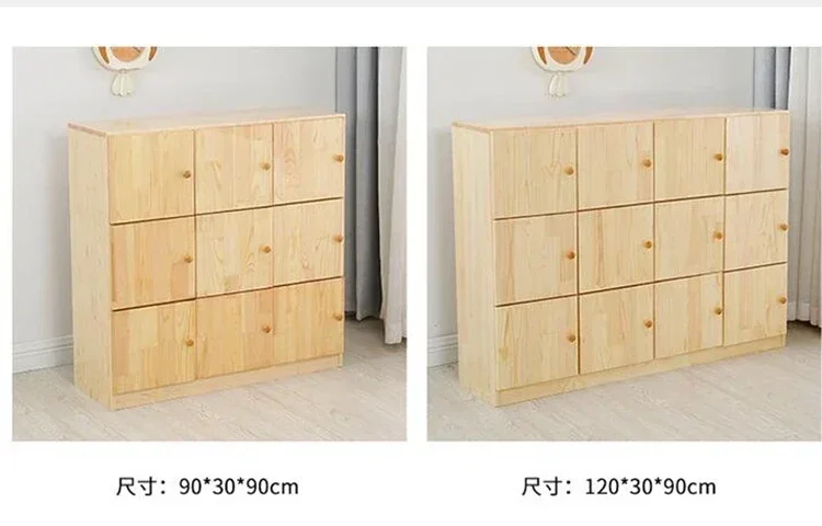

-Children's solid wood backpack cabinet, kindergarten storage cabinet, multi-layer storage cabinet, multi-functional door