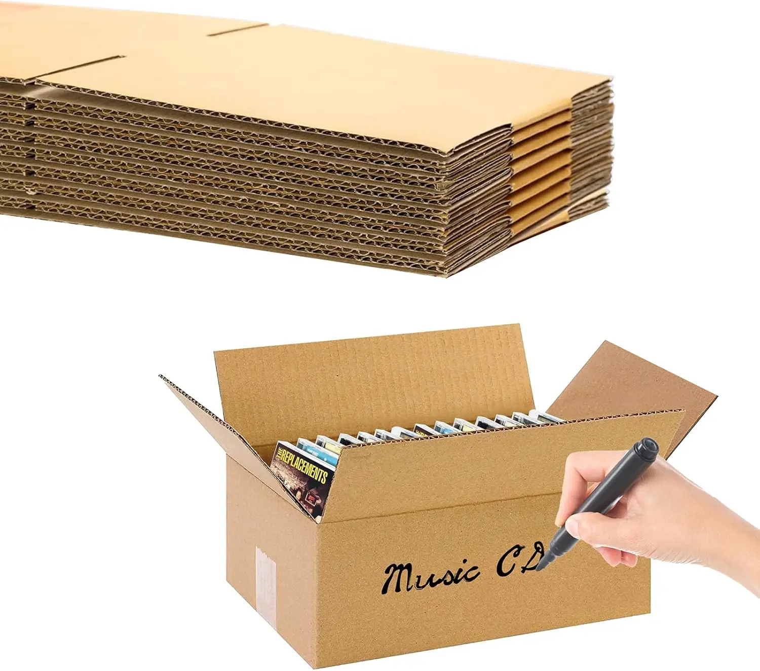 

10 PCS Cardboard CD Storage Box, 11 x 5.9 x 7.5 Inch Boxed DVDs Organizer Shelf, Transport Packing Storage Container for Books,