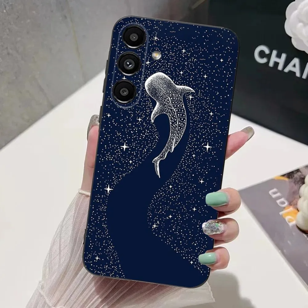 Tampa macia preta para Samsung, oceano do espaço, tubarão-baleia, S24,S21,S22,S23,S30, ultra, S20, mais, Fe,Lite, nota, 10,9,5G