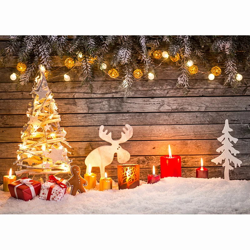 Photorealistic Fabric Christmas Day Photography Backdrops Snowman and Pine Trees Forest Garland Photo Studio Background FSS-203