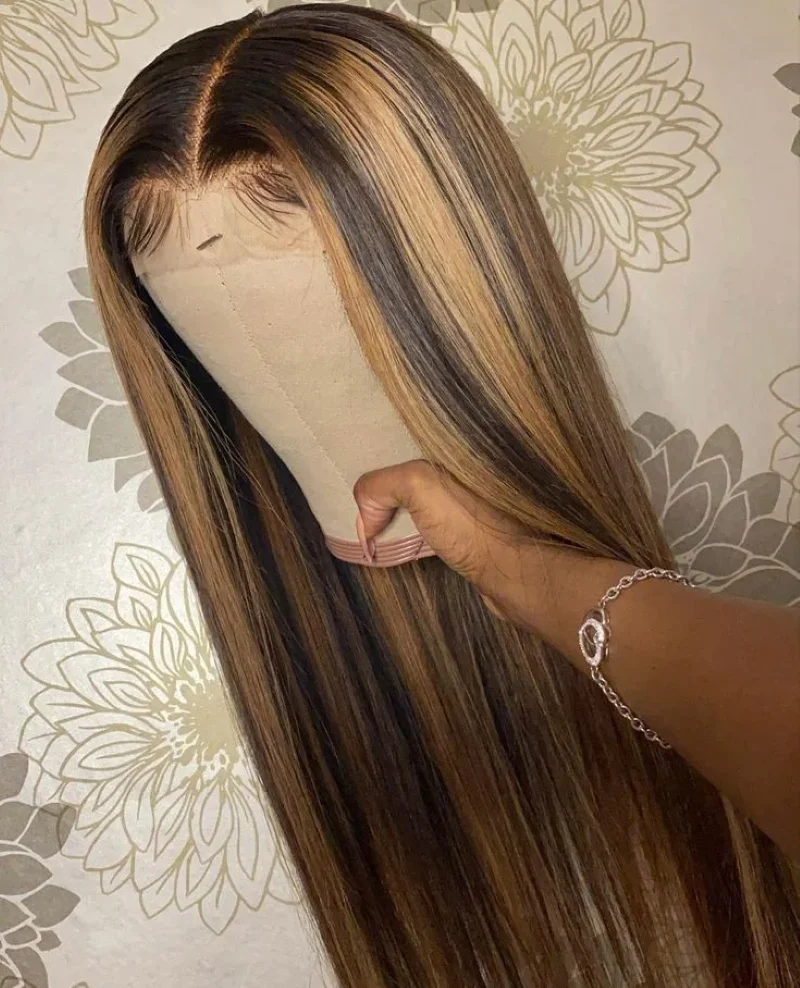 4/27 Gekleurde Highlight Ombre Bruine Pruik 13X6 Hd Lace Front Human Hair Steil Pruik Te Koop 13X4 Lace Frontale Pruik Voor Vrouwen Keuze