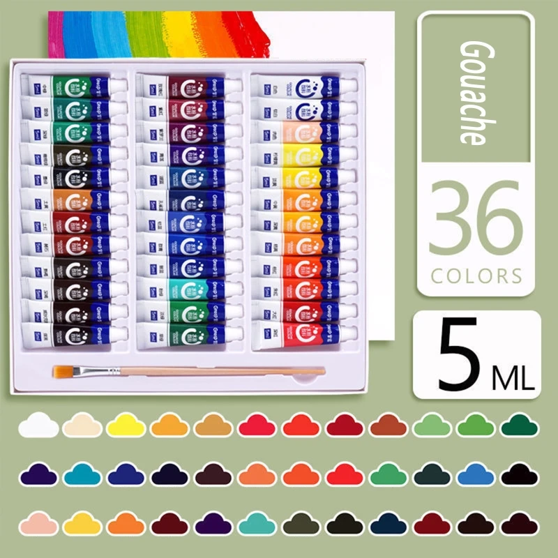 12/18/24/36 Colors Gouache Watercolor Paint Tubes Set Non Toxic Pigments for Professional Artist Kids Art Student