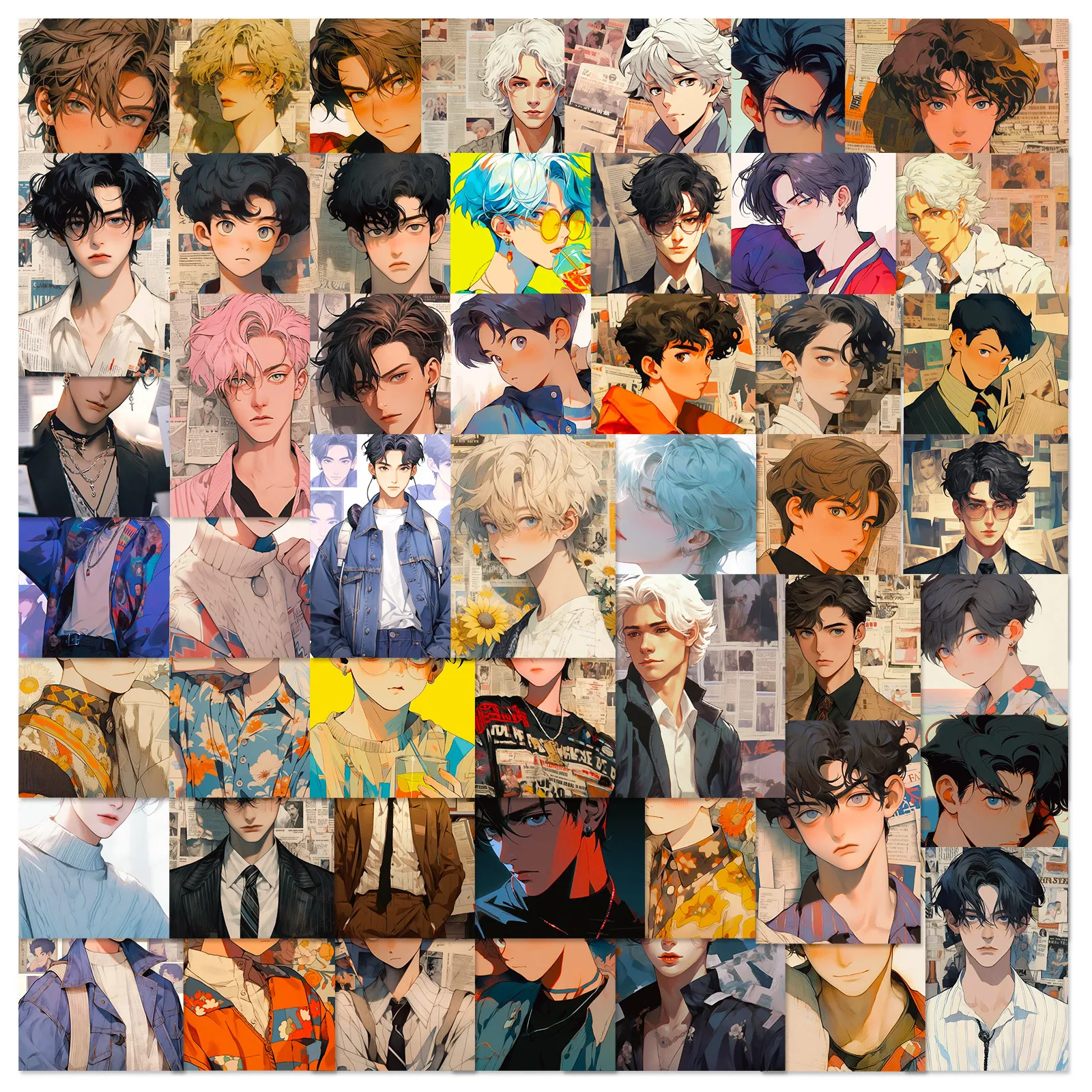 

50PCS Anime Boy Stickers, Waterproof Vinyl Decals for Daily Decoration, Handsome Character Graffiti Sticker Pack