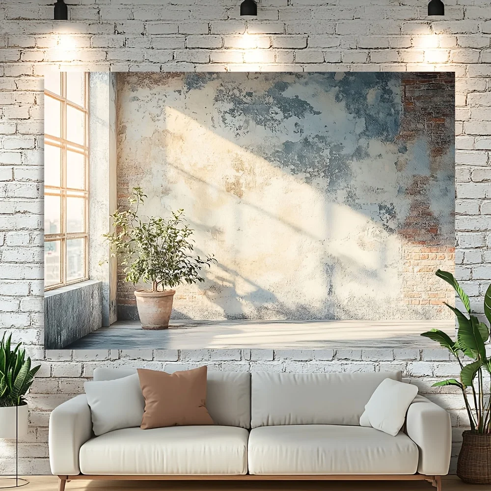 1, 2D-Banner, Retro-Ziegelwand-Fotografie-Hintergrund, natürliches Licht und Topfpflanzen – Hochzeiten, Geburtstage, Jubiläen