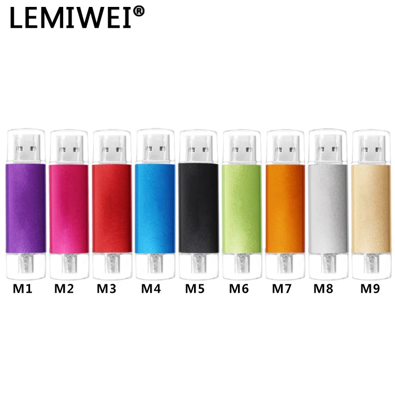 หลากสี USB 2.0 USB USB ปากกาไดรฟ์16GB 32GB 64GB ที่เก็บข้อมูล USB U Disk ไมโคร USB memoria Flash Stick สำหรับโทรศัพท์มือถือ