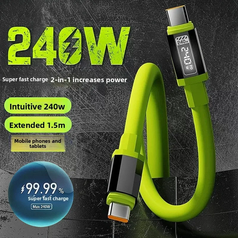 

Кабель для быстрой зарядки 240 Вт, интеллектуальный, высокомощный, Type-C, для мобильных телефонов и всех устройств