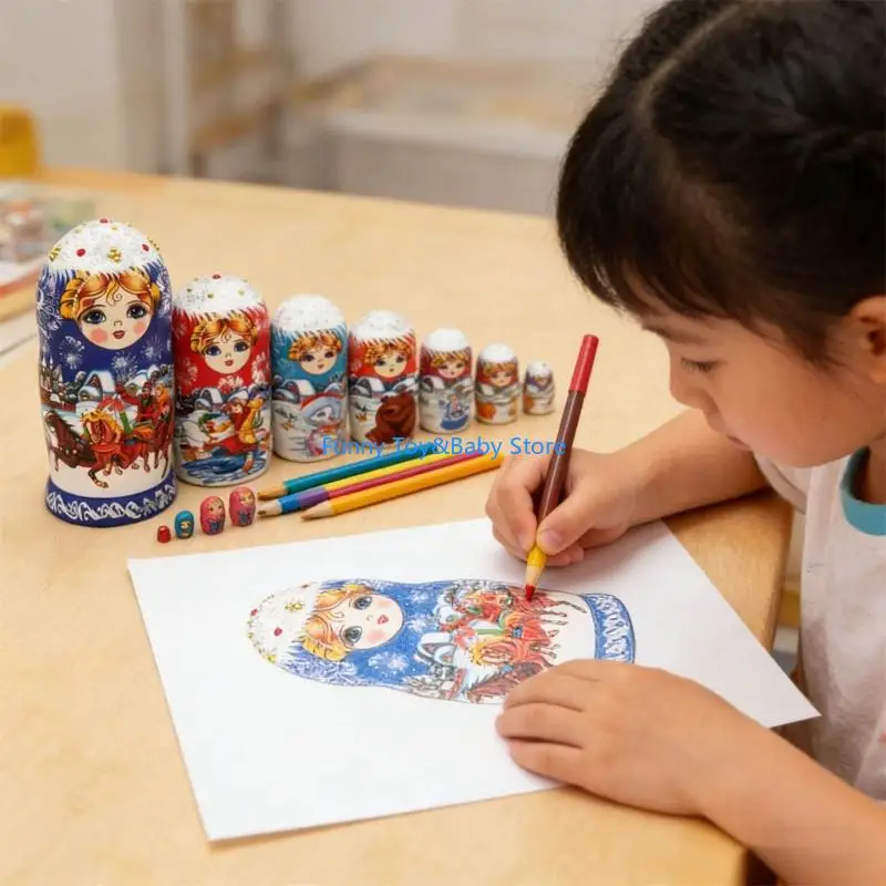 Matrioska russa a 10 strati, bambola nidificazione dipinta a mano, giocattolo educativo per bambini, apprendimento culturale,