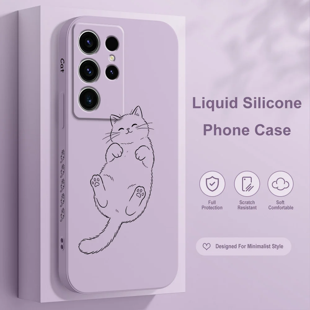 Lazy Kitten Phone Case For Samsung Galaxy S26 S25 Edge S24 S23 S22 S21 S20 S10 FE Plus Ultra Silicone Soft Cover