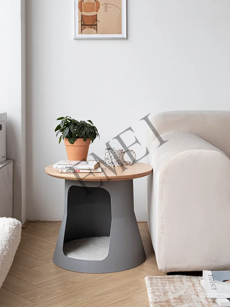 Solid Wood Cat Coffee Table Living Room Nordic Modern Minimalist Cat Shared Pet Sofa Side Table