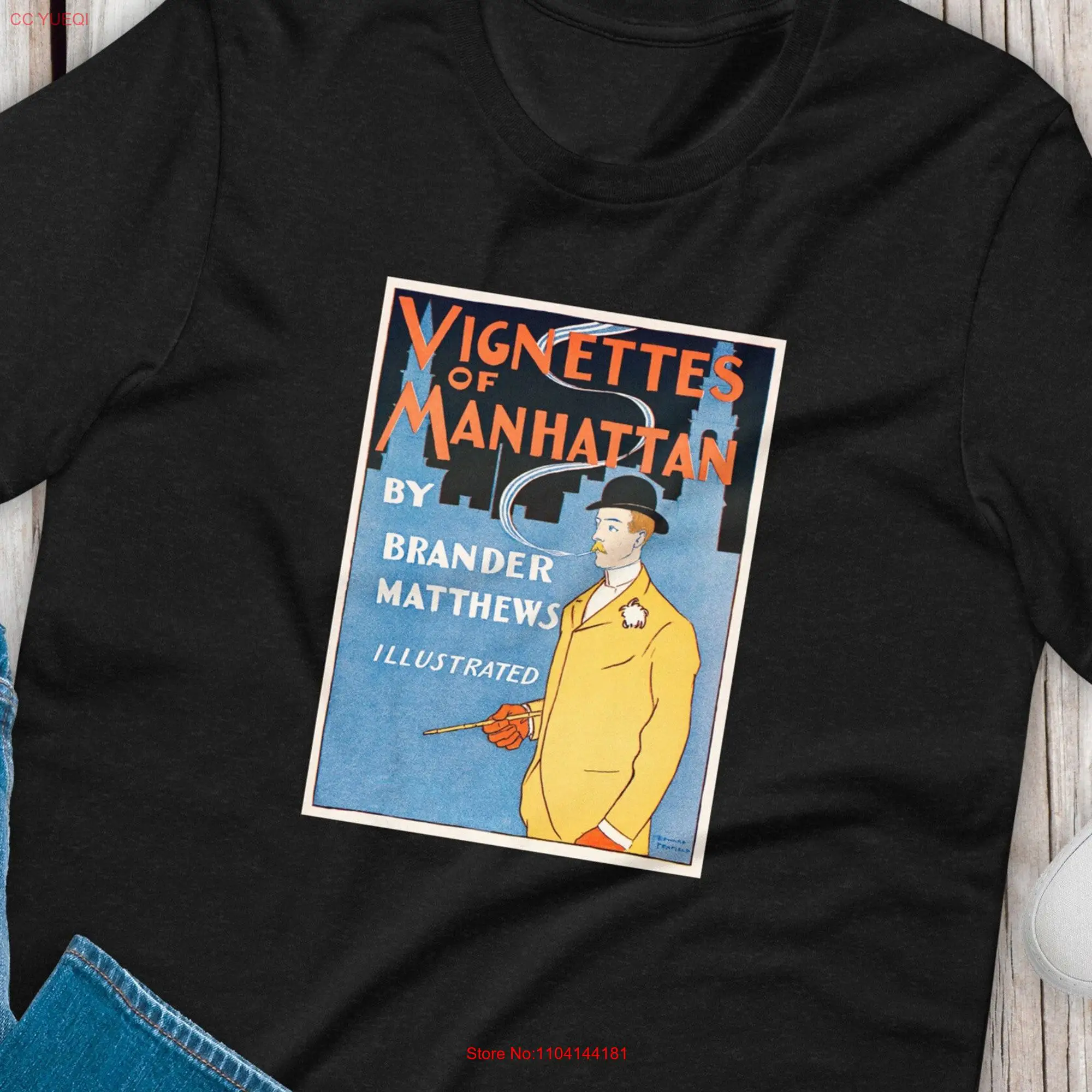 Vignettes of Manhattan T Shirt NYC Vintage ArT Illustration New York City Skyline Retro long or short sleeves