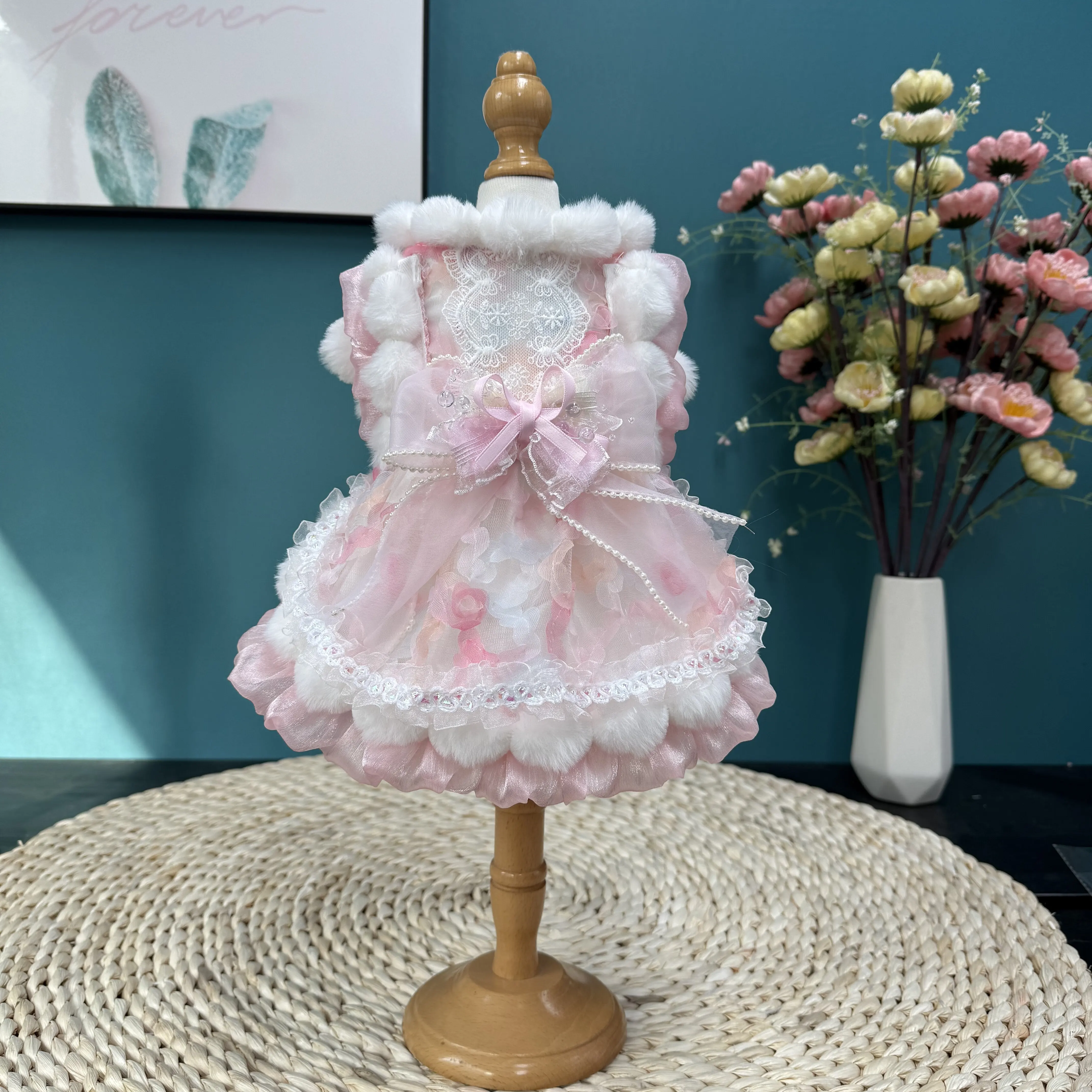 

Очаровательные юбки для щенков и кошек, модная одежда ручной работы из чистого хлопка, розовое платье принцессы для маленьких и средних собак, одежда для питомцев породы йоркширский терьер