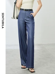 SENTUBILA Wide Leg Full Length Women Pants Loose Casual Trousers 2024 Spring Summer Blue Straight Pant Female Clothing 142K53676