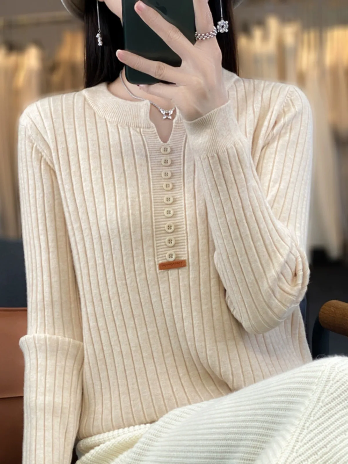 

Простой повседневный длинный шерстяной свитер V-Ne, женский топ с верхом, утягивающий цвет, осень-зима, модный тренд