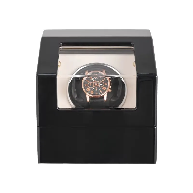 Classical Black Leather Wrist Watch Packaging Box Smooth Touch Flip Design for Elegant Jewelry Display