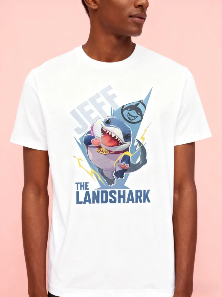 مارفل حقيقية جديدة عالية الجودة منافس جيف لاند القرش كوميك طباعة الرجال والنساء قصيرة الأكمام حجم كبير تي شيرت غير رسمي