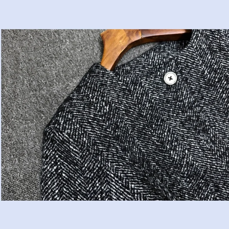 سترة خريف وشتاء جديدة من نورديك TT خفيفة فاخرة وأنيقة من مزيج الصوف برقبة دائرية وخصر