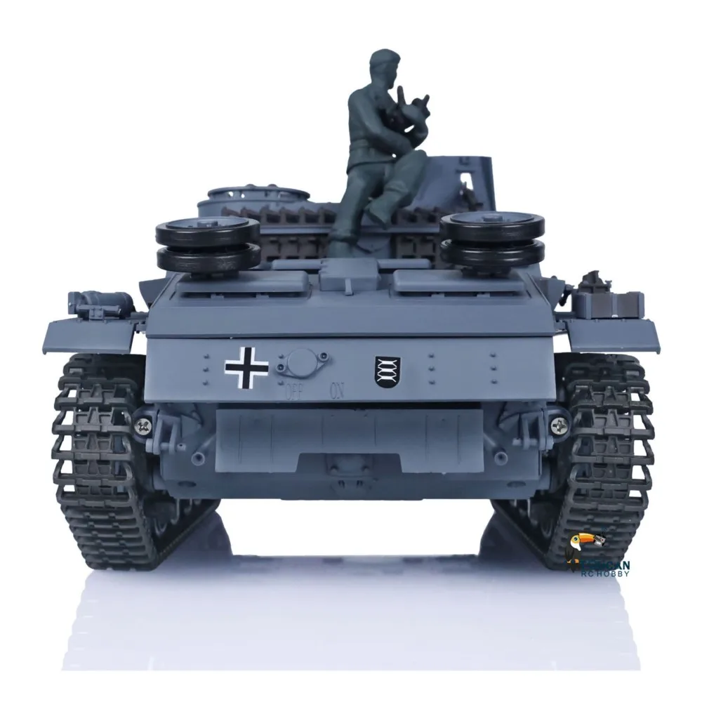 헹롱 RC 탱크 1/16 독일 스투그 3형 RTR 7.0 플라스틱 3868 기관총 연기 발사 원격 조종 군용 자동차 장난감 선물 모델