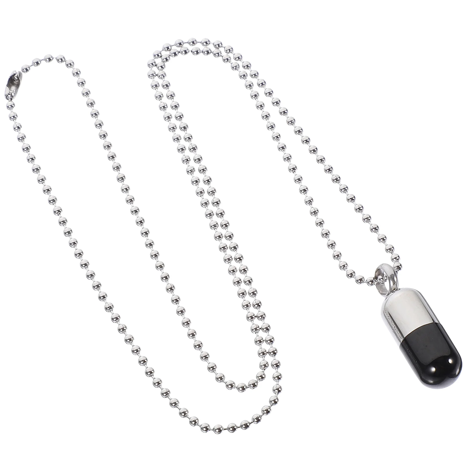 Ball Chain Pill Perfume Bottle Pendant Man Beads Titanium Steel Liquid Necklace Jewelry