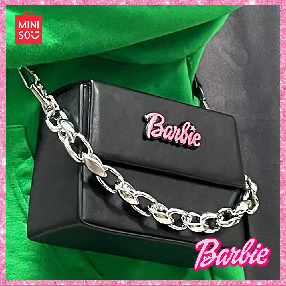 Miniso Barbie Dating Western Korean Version Chain Small Square Bag Fashion 2023 New Fashion One Shoulder Crossbody Bag Girl Gift